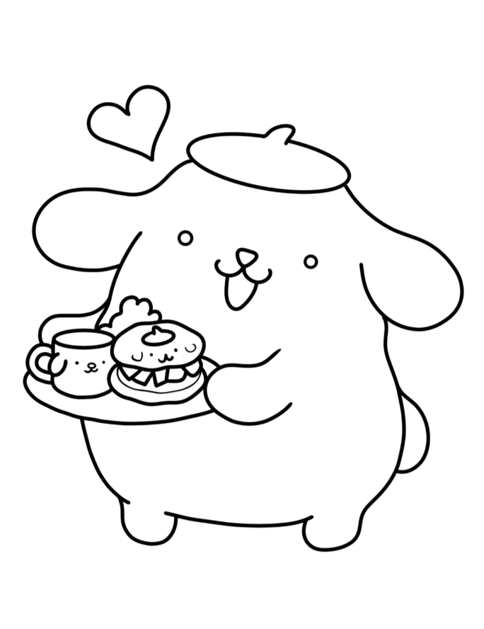 Pompompurin servindo cupcakes para colorir