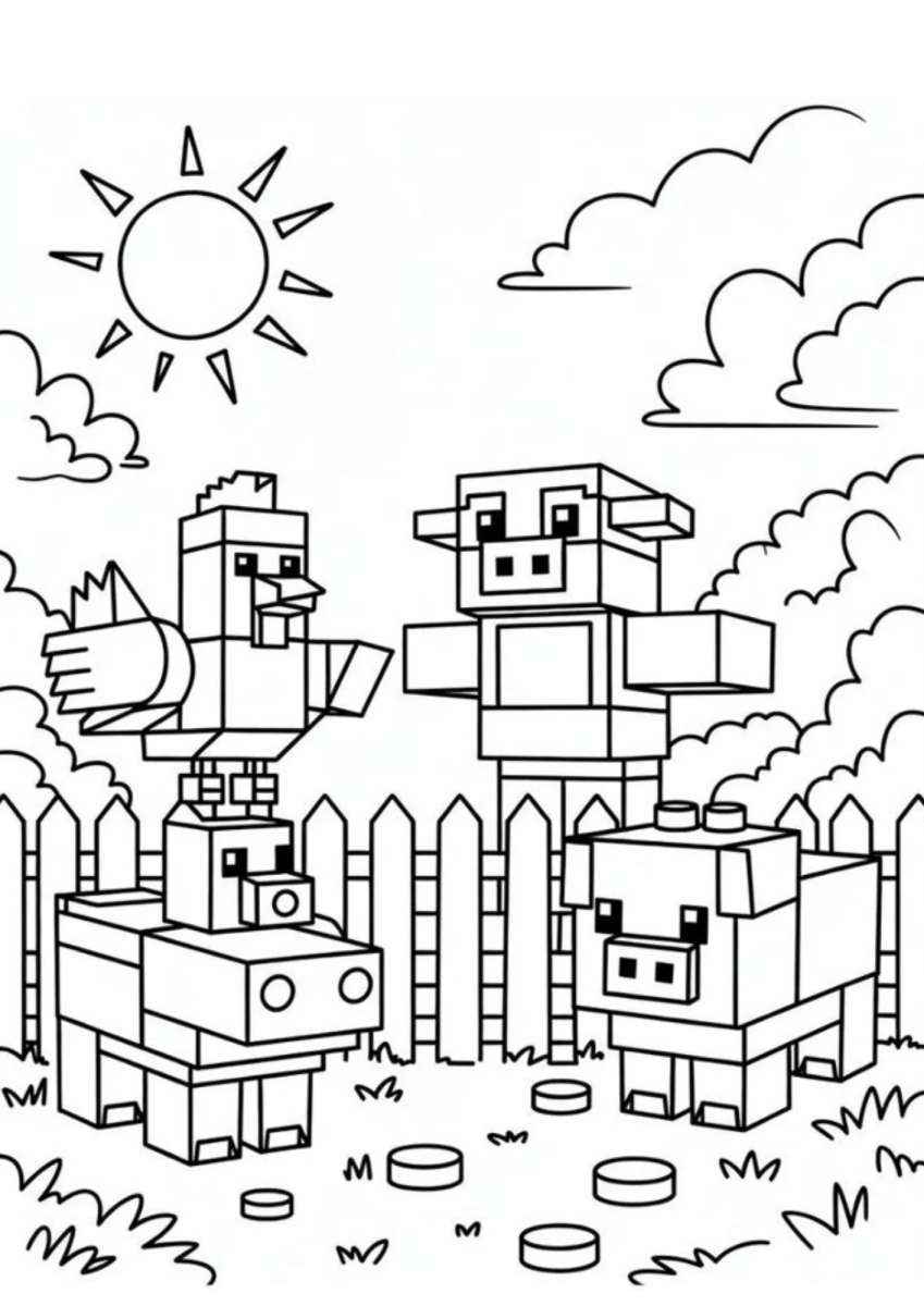 Porquinhos na fazenda para colorir