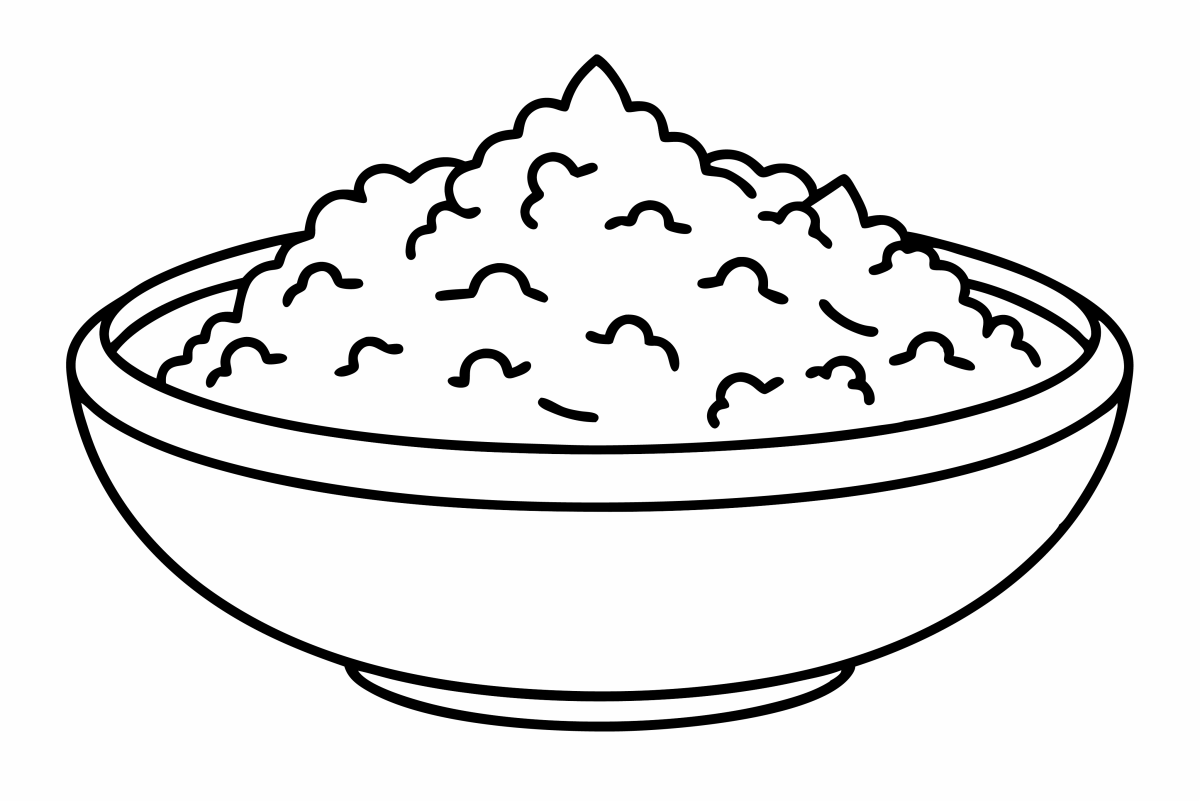 Delicioso Prato de Arroz para Colorir