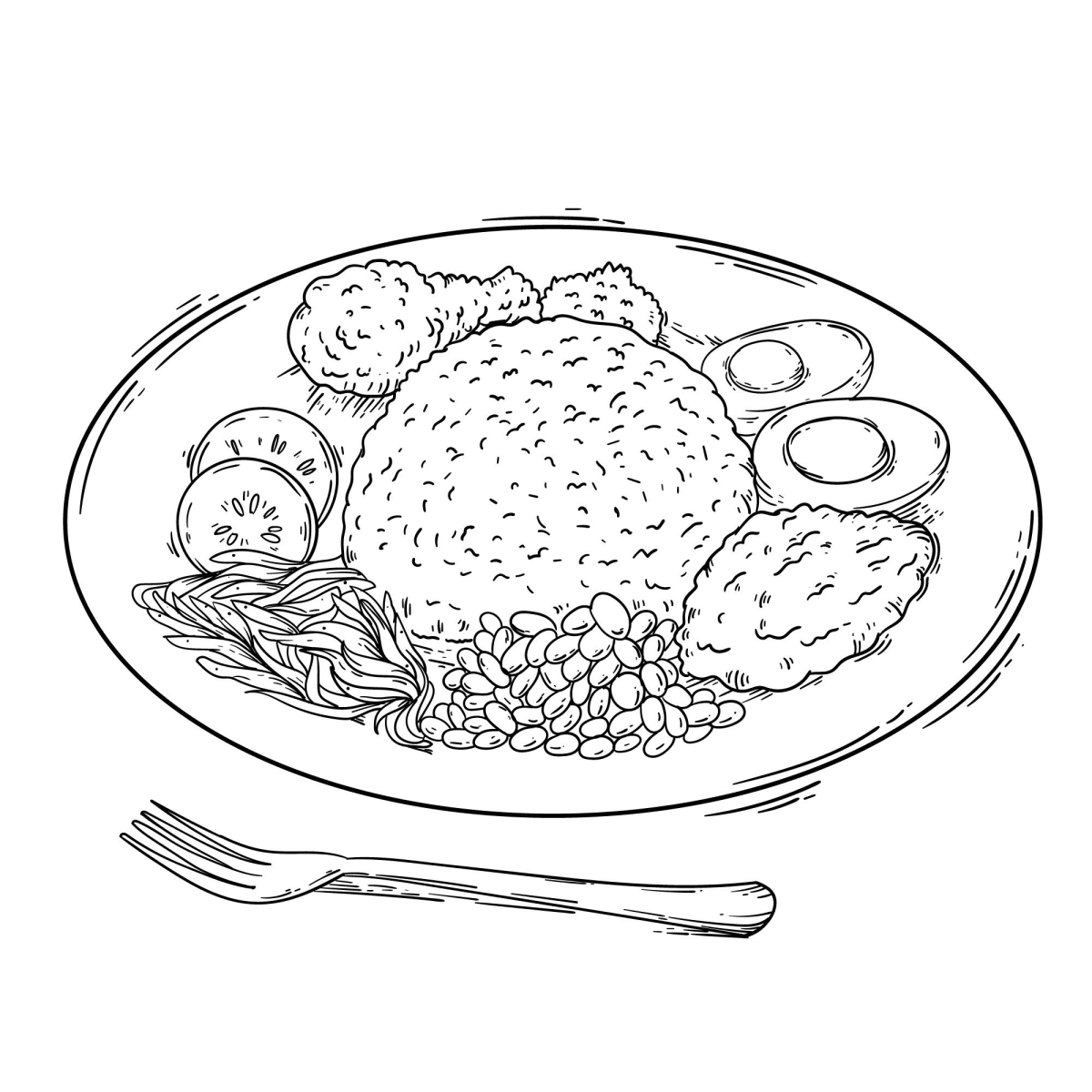 Delicioso Prato de Comida para Colorir