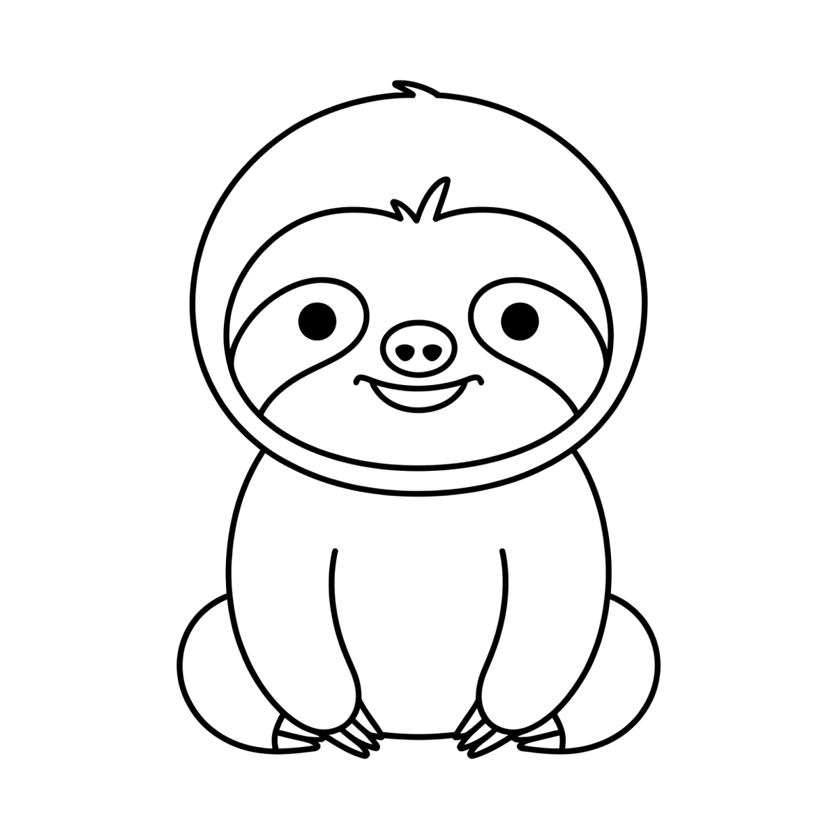 Preguiça bebê sentadinha para colorir