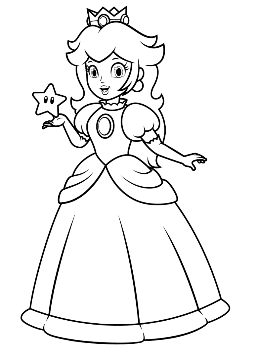 Princesa Peach acenando para colorir