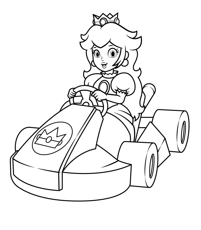 Princesa Peach no kart para colorir