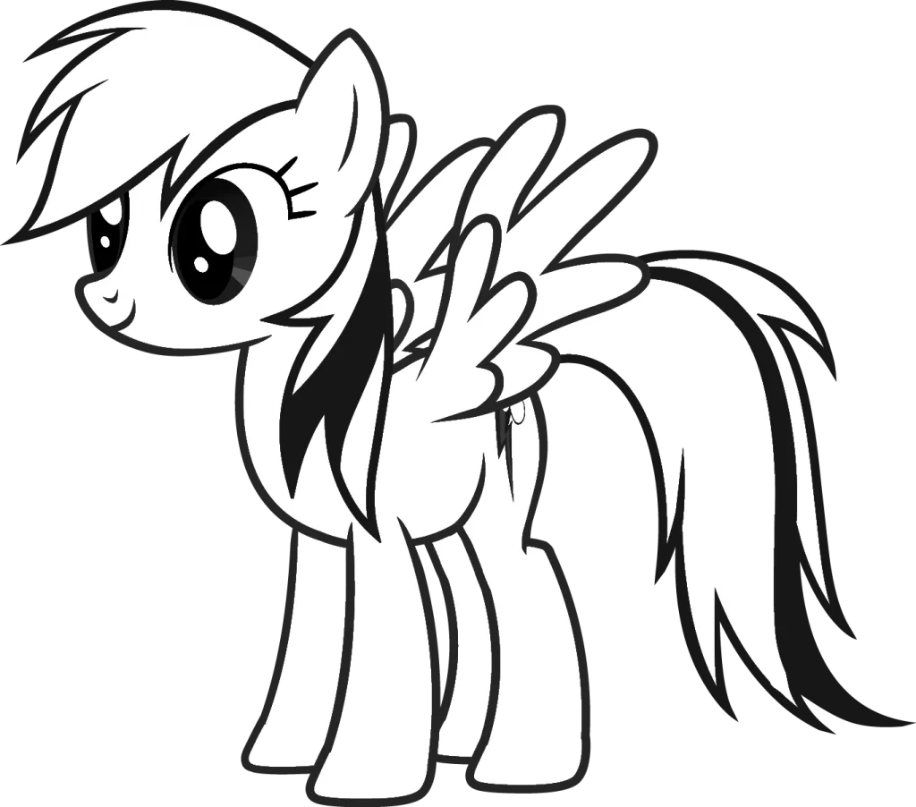 Rainbow Dash de asas abertas para colorir