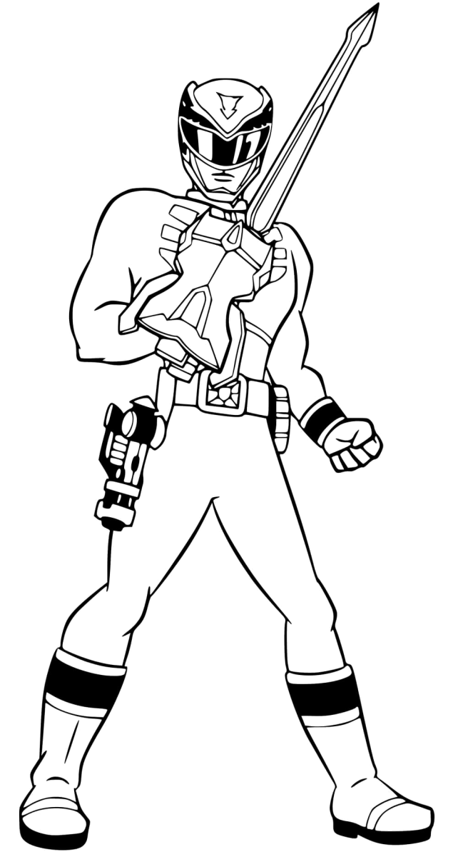 Ranger Branco erguendo o sabre para colorir