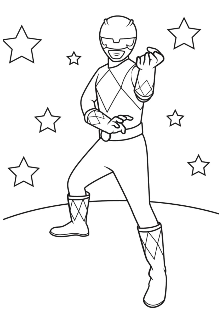 Ranger correndo entre estrelas para colorir