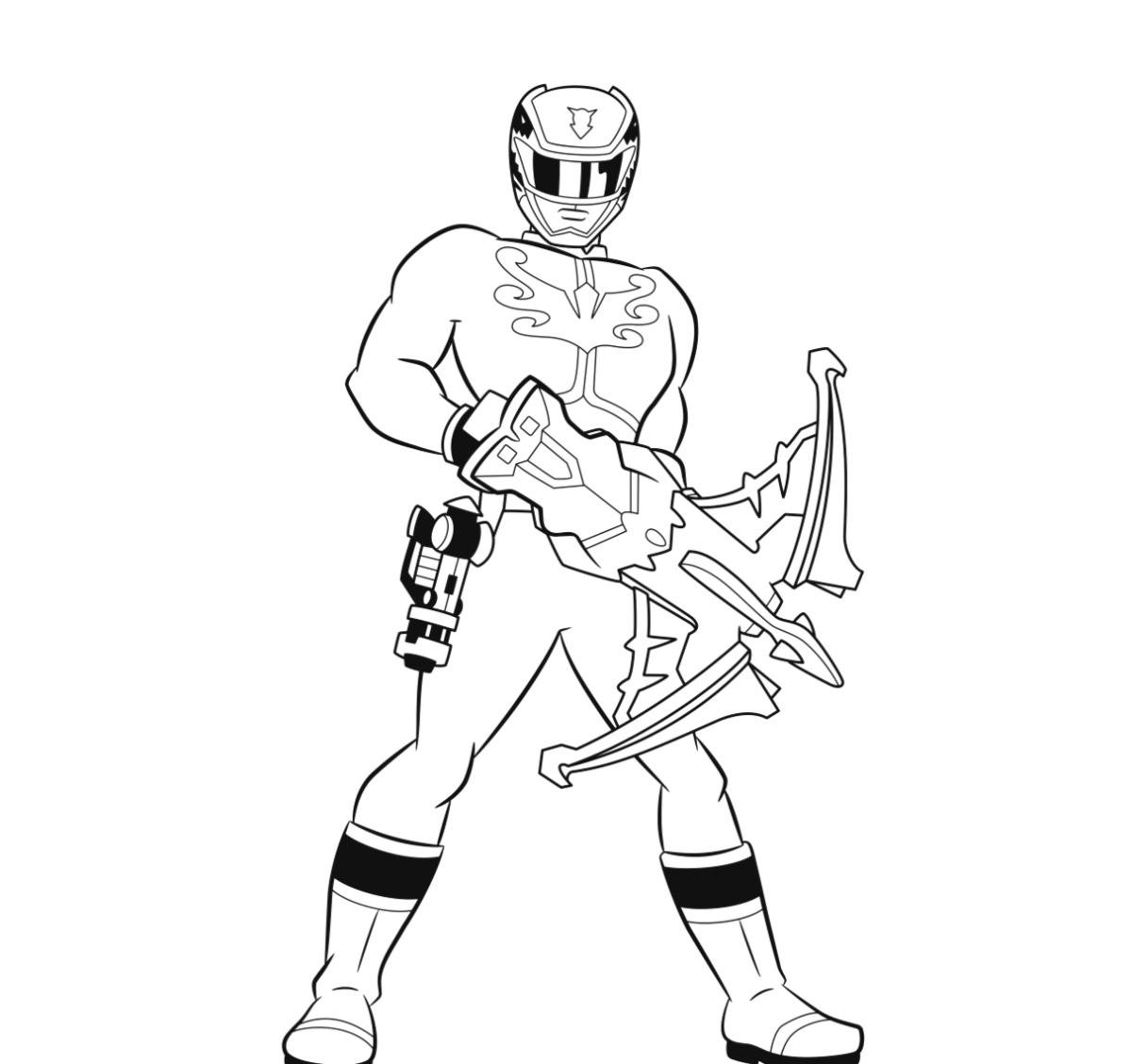 Ranger empunhando a espada e o escudo para colorir
