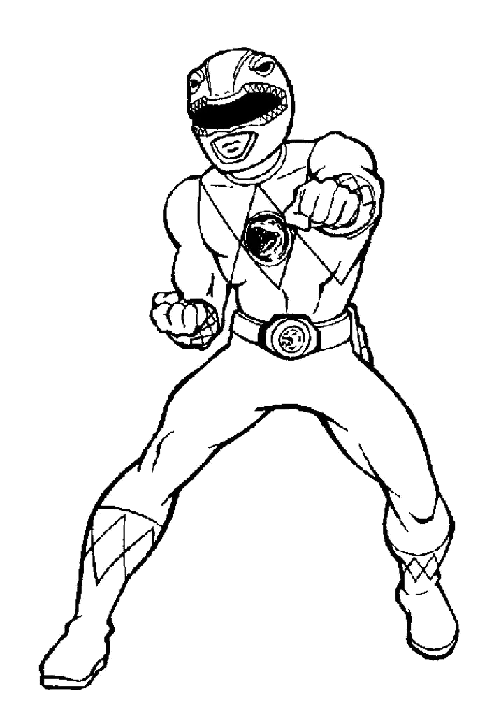 Ranger Vermelho com os punhos fechados para colorir