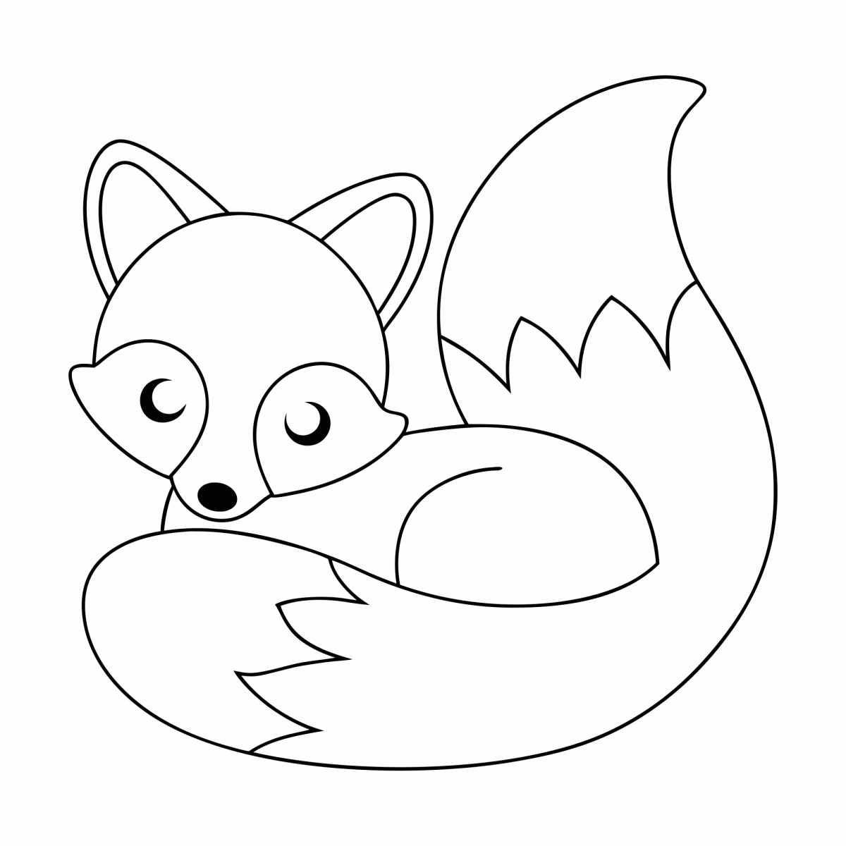 Raposa enrolada dormindo para colorir