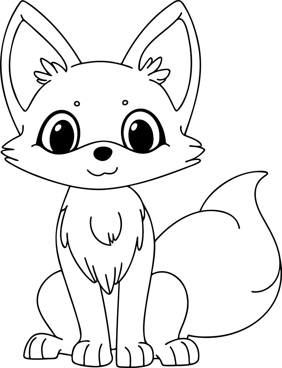 Raposa fofa de pelo arrepiado para colorir