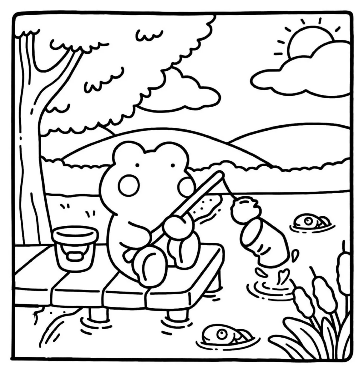 Ratinho lavando roupa na lavanderia para colorir