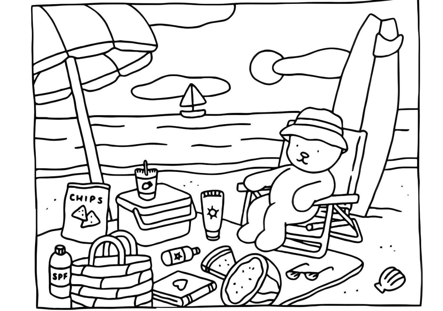 Relaxando na Praia com Ursinho