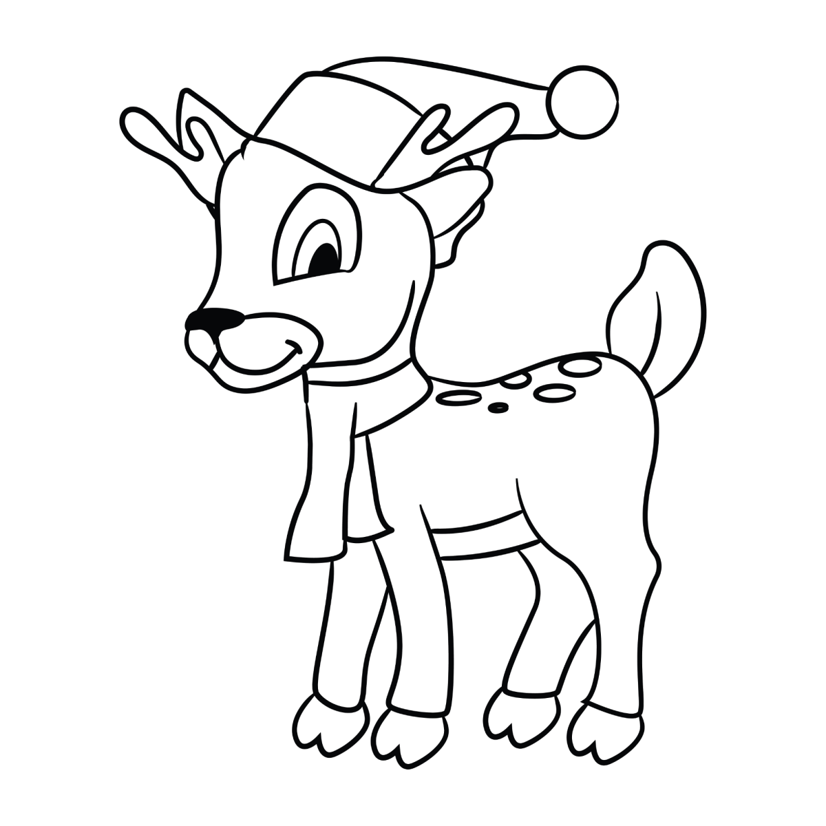 Renazinha fofa de gorro de Natal para colorir