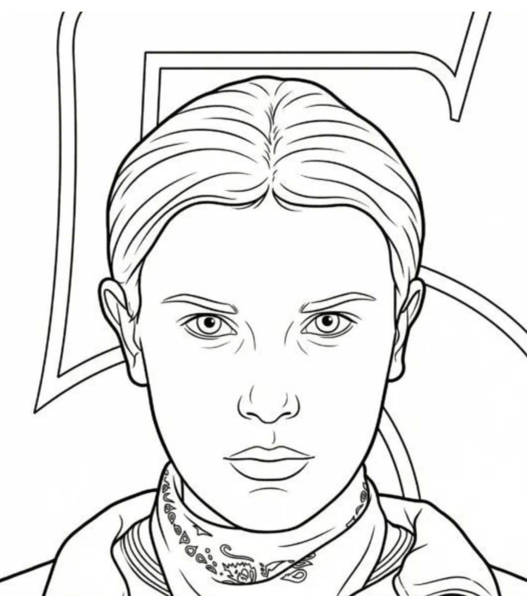 Retrato de Eleven de cabelo curto para colorir