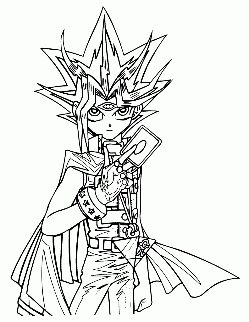 Retrato de Yugi Muto sorrindo para colorir
