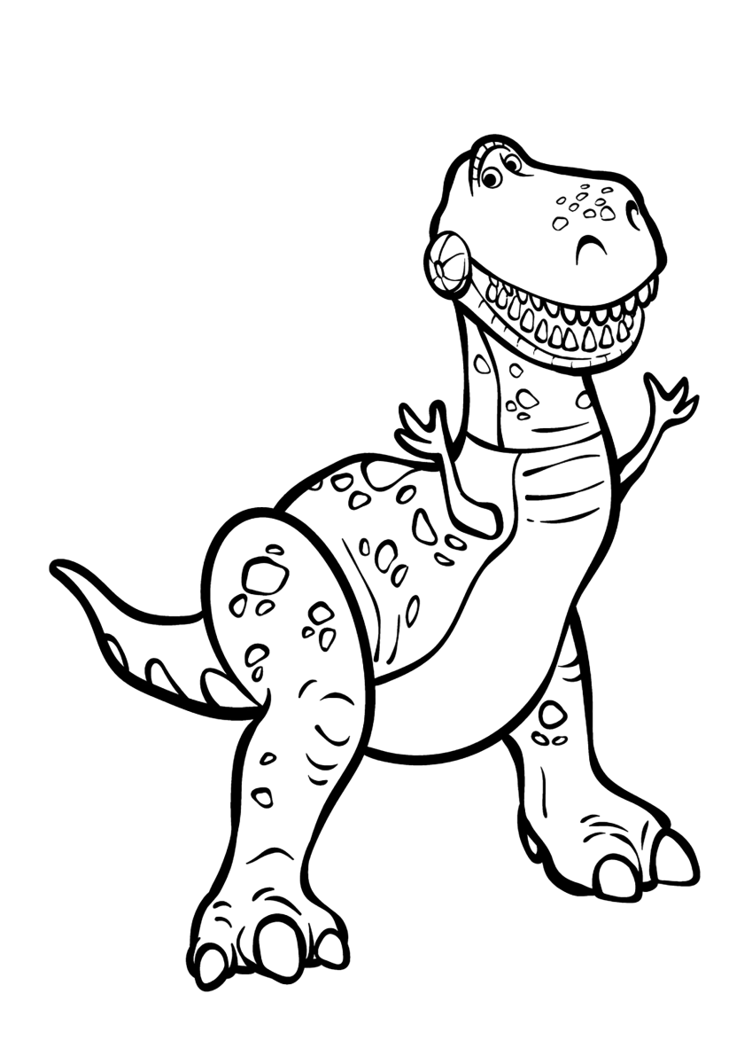Rex, o dinossauro tímido para colorir