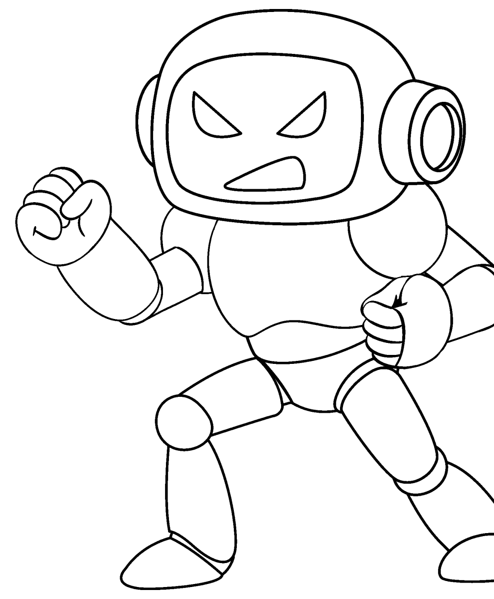 Robô de brinquedo em pose de luta para colorir