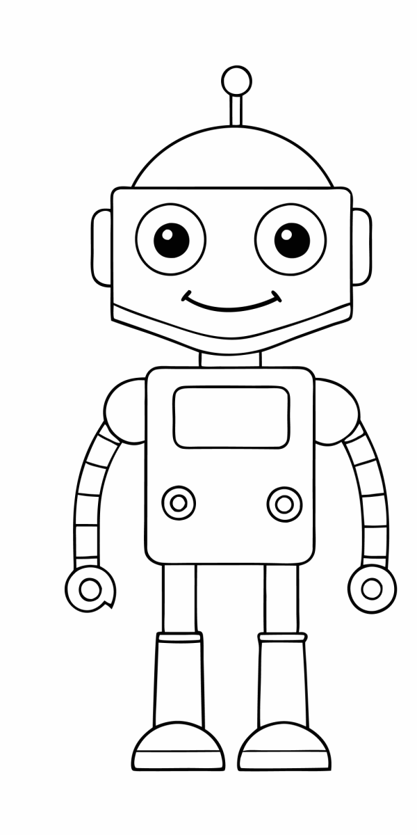 Robô de brinquedo sorridente para colorir