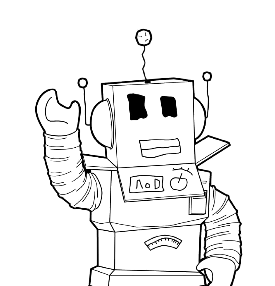 Robô do Roblox acenando para colorir