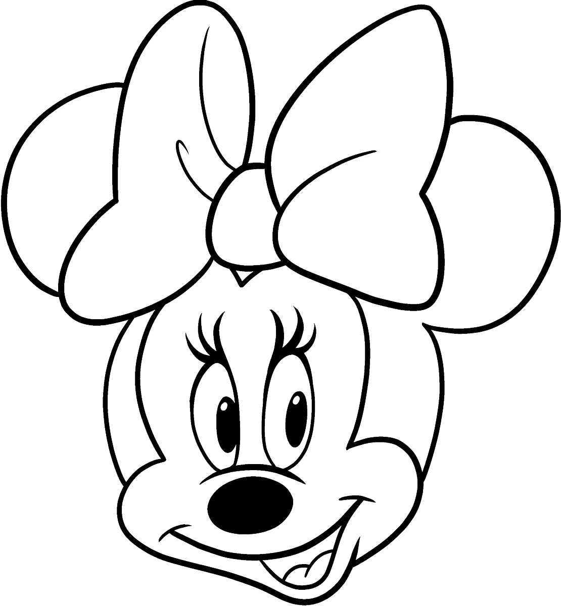 Rosto da Minnie com laço grande para colorir