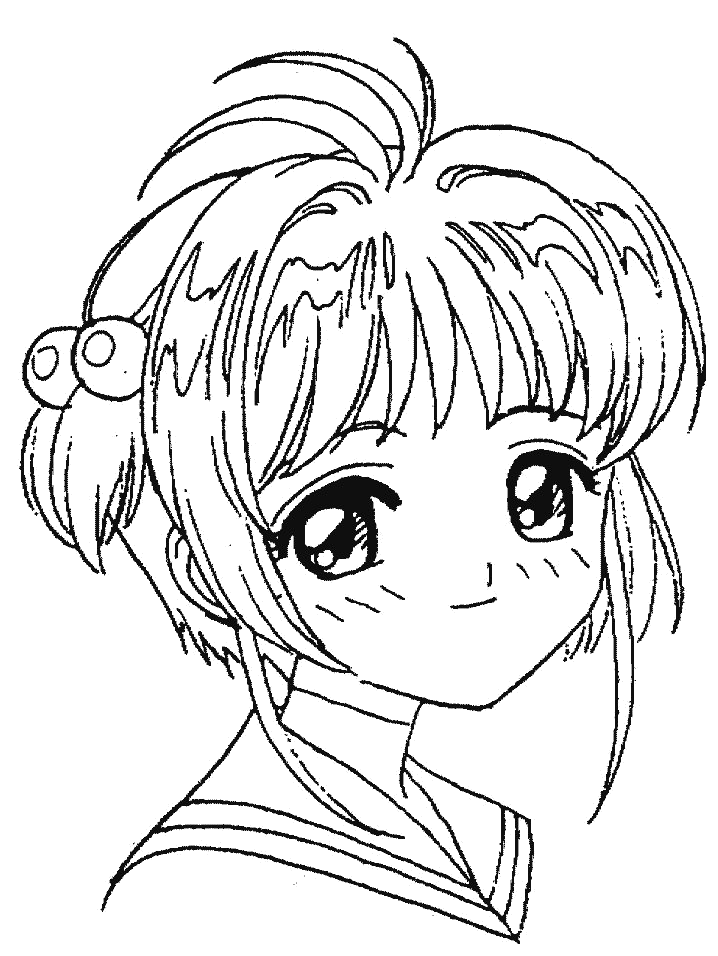 Rosto da Sakura sorrindo para colorir