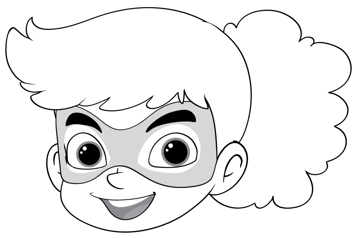 Rosto de menina super-heroína mascarada para colorir
