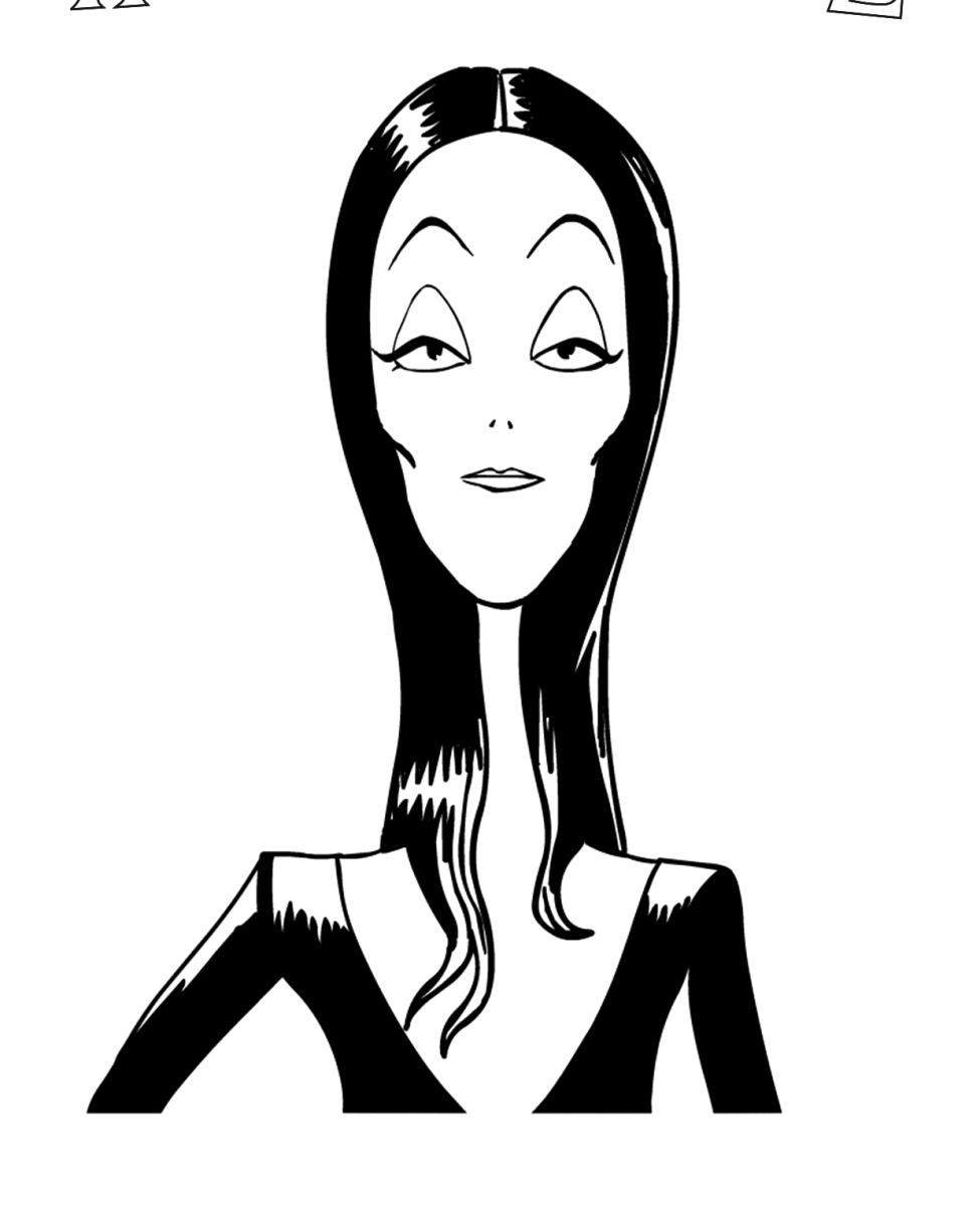 Rosto de Morticia Addams para colorir
