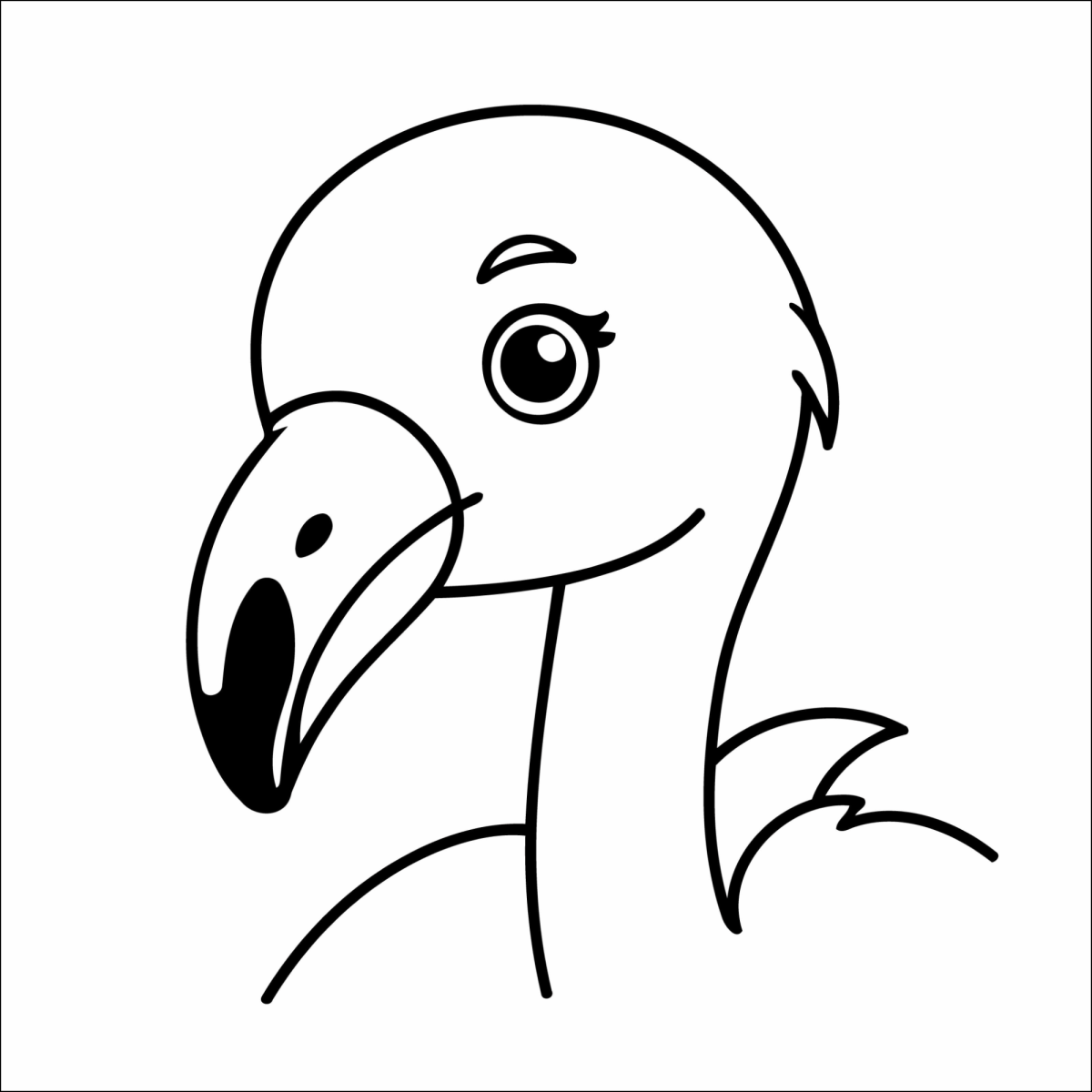 Rosto do flamingo de pertinho para colorir