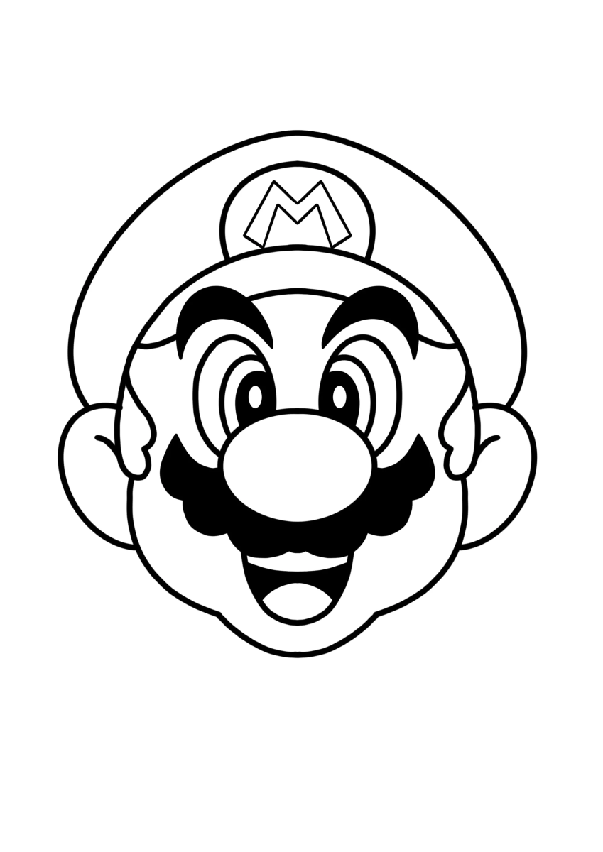 Rosto do Mario sorrindo para colorir
