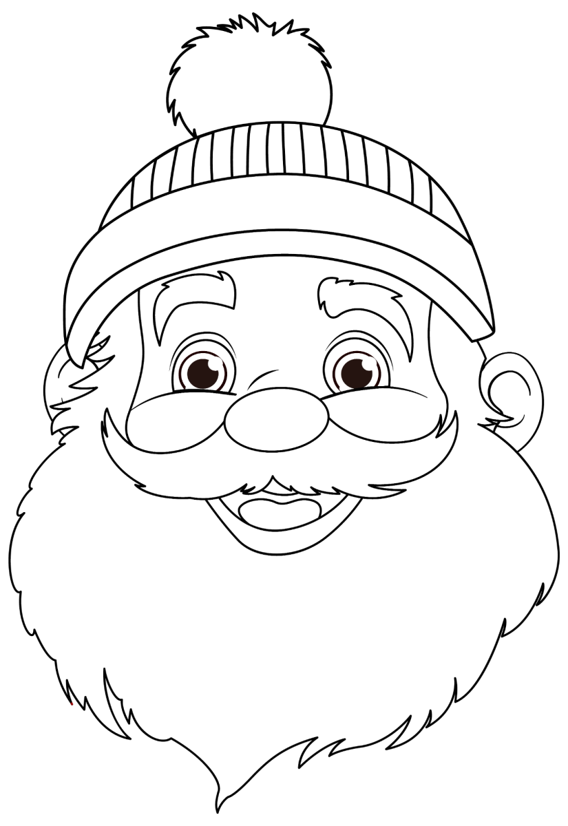 Rosto do Papai Noel fofinho para colorir