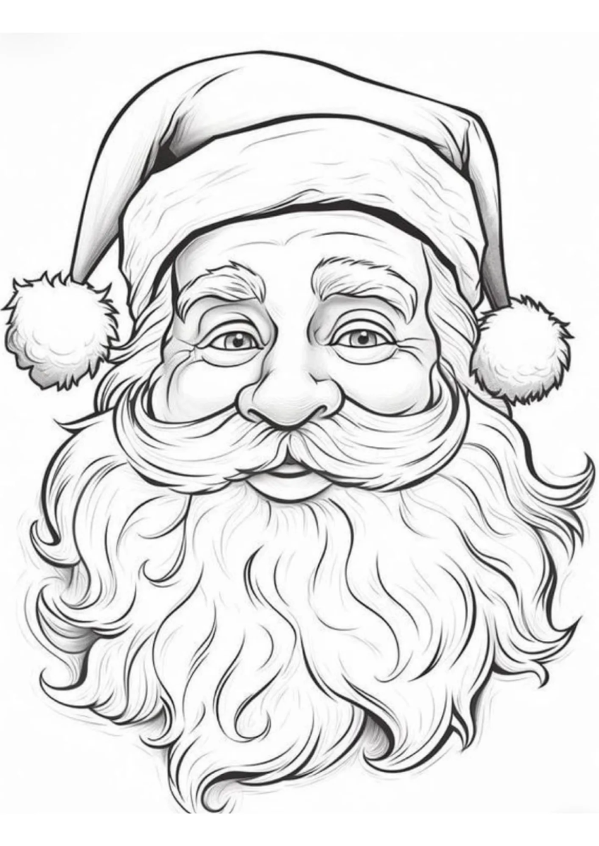Rosto do Papai Noel sorrindo para colorir