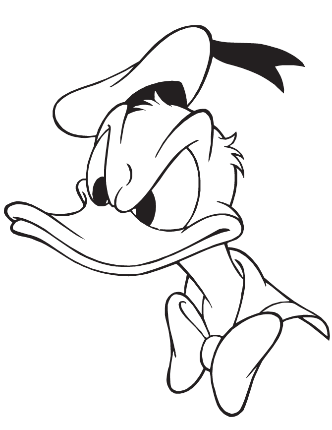 Rosto do Pato Donald zangado para colorir