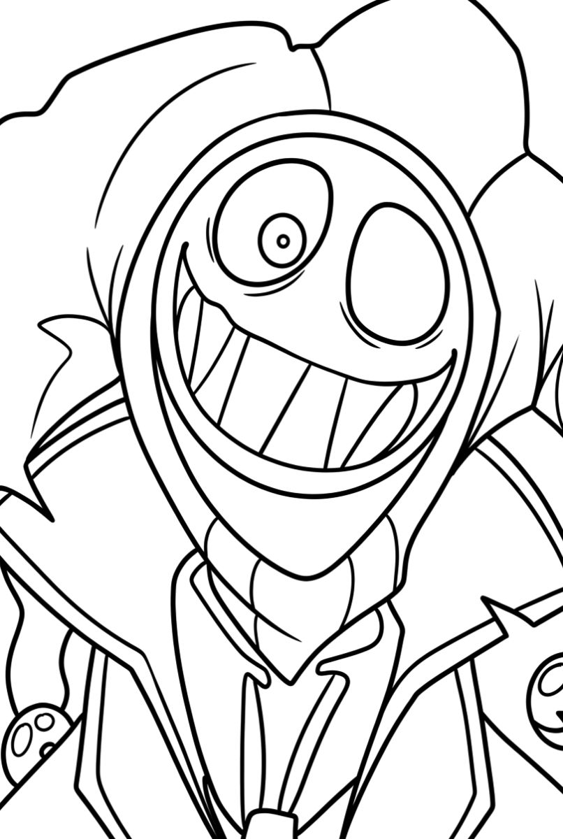 Rosto sorridente de monstro da Playtime de pertinho para colorir