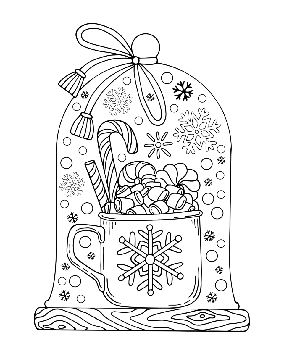 Saco de Natal cheio de doces para colorir