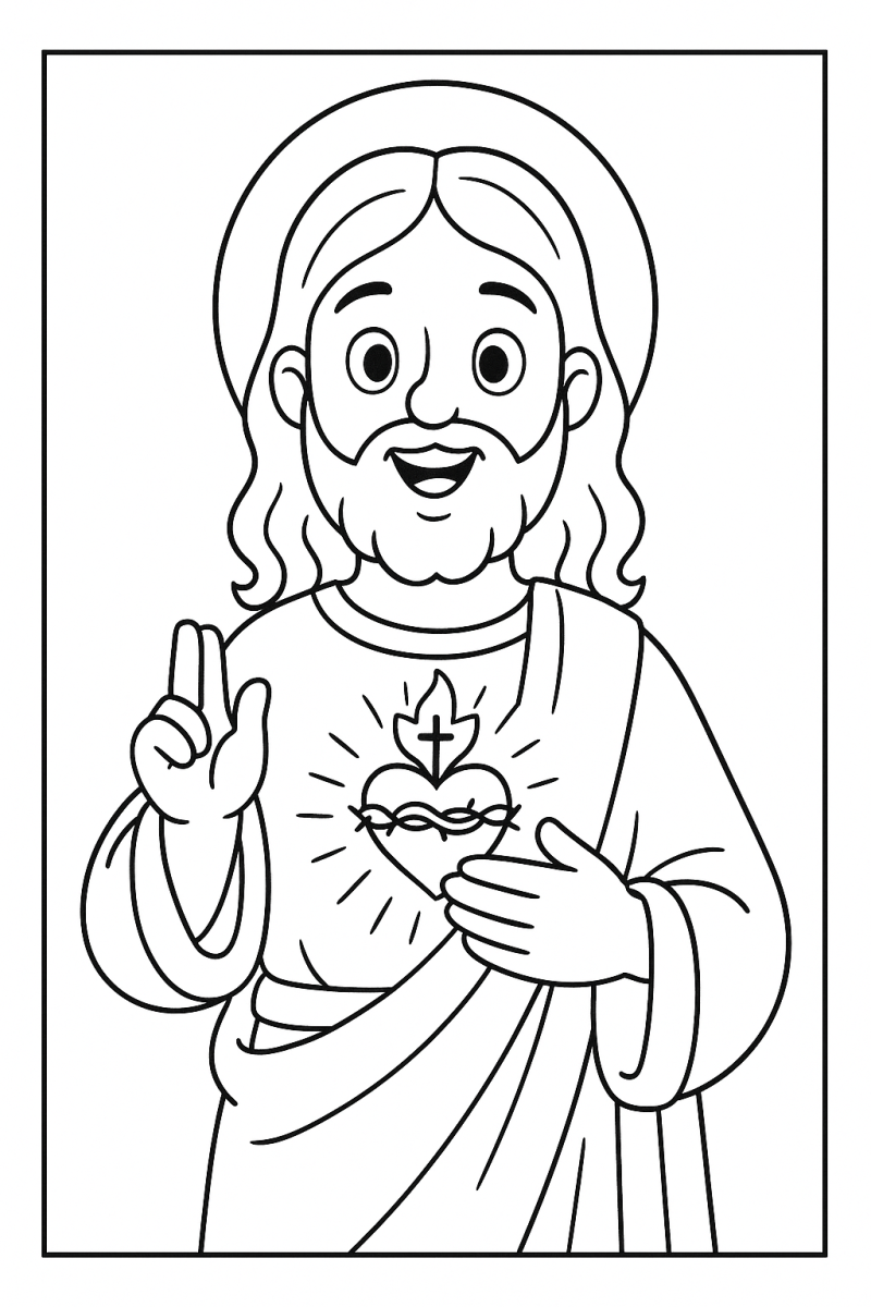 Sagrado Coração de Jesus para Colorir