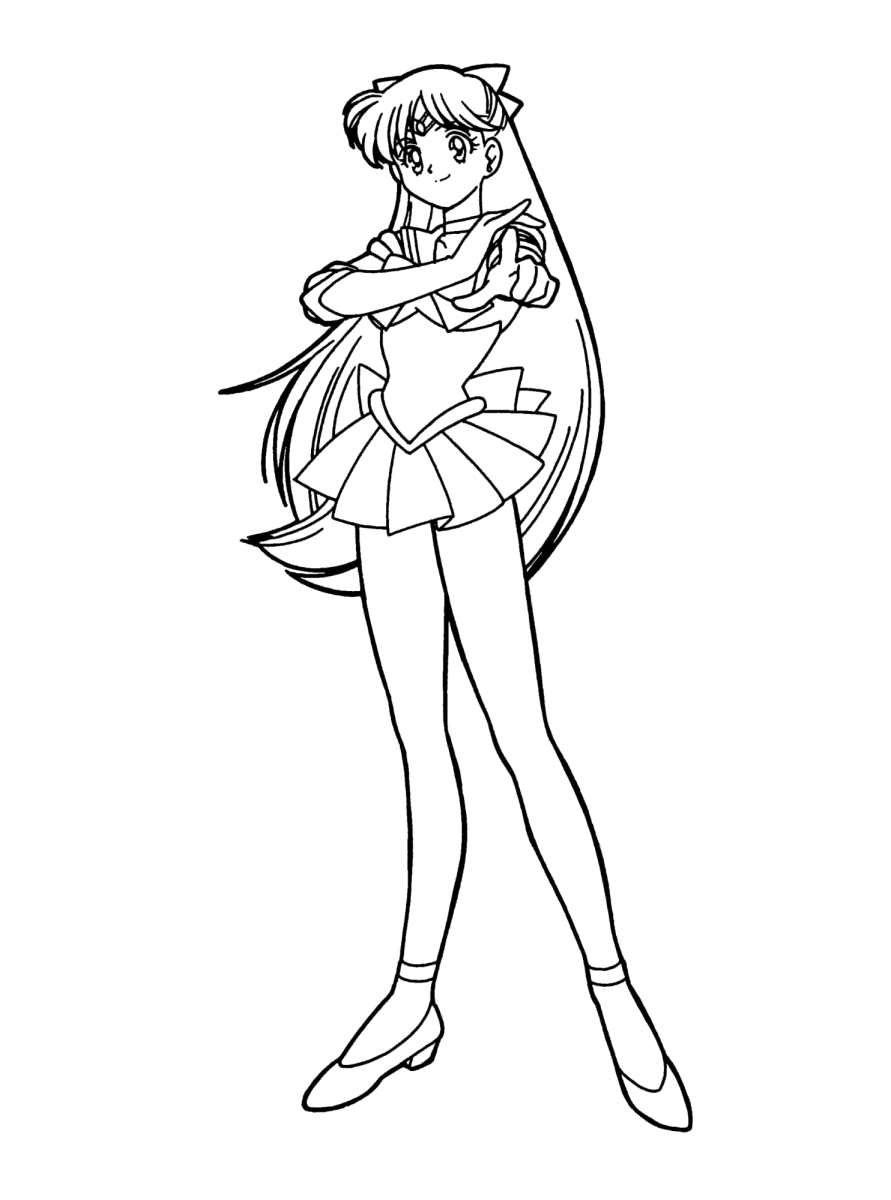 Sailor Mercury de pé em pose elegante para colorir