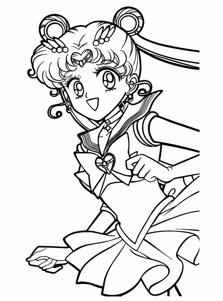 Sailor Moon saltando com os cabelos ao vento para colorir