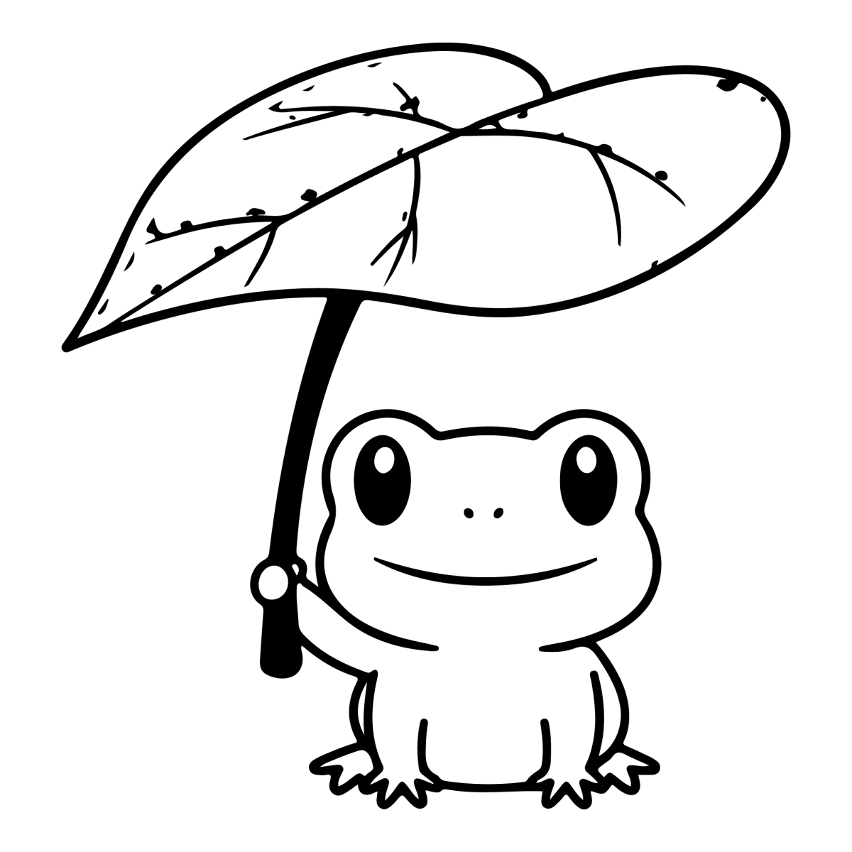 Sapinho usando uma folha como guarda-chuva para colorir