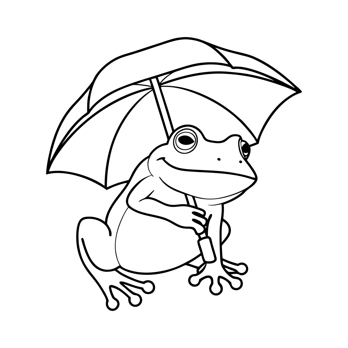 Sapo abrigado embaixo do guarda-chuva para colorir