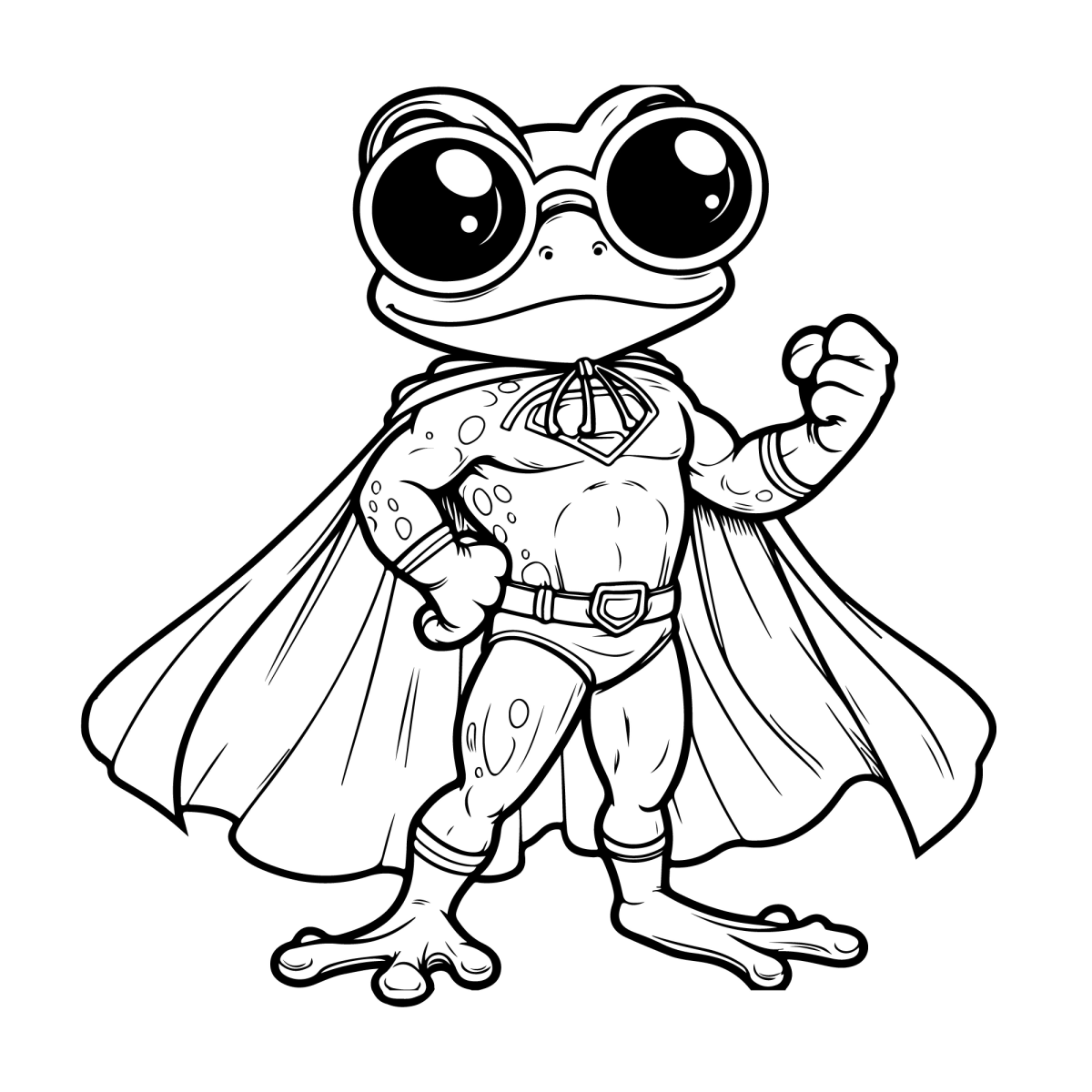 Sapo super-herói pronto para a ação para colorir