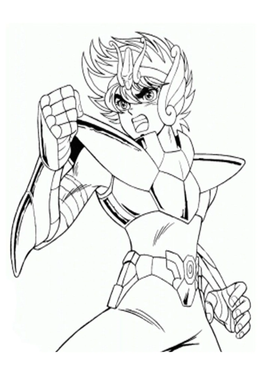 Seiya gritando ao elevar o cosmo para colorir