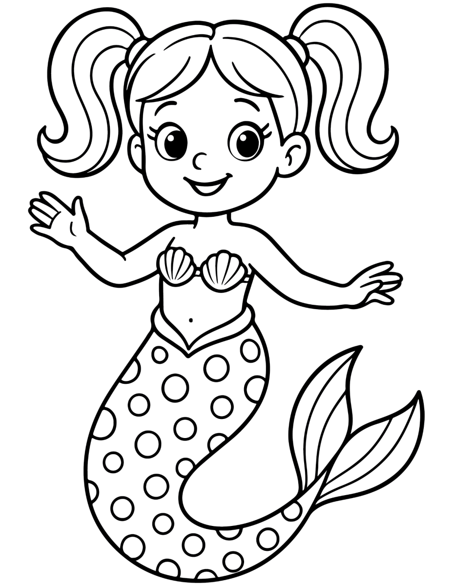 Sereia de maria-chiquinha acenando para colorir