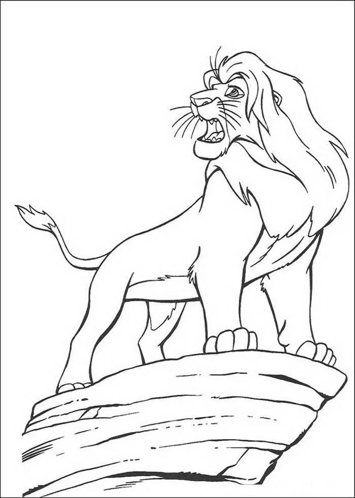Simba adulto na Pedra do Rei para colorir