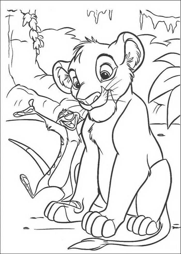 Simba filhote caminhando para colorir