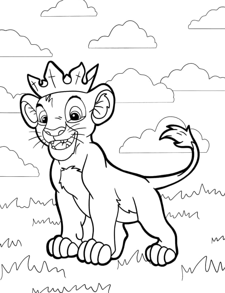 Simba filhote na savana para colorir