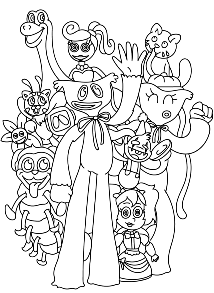 Smiling Critters reunidos para a foto para colorir