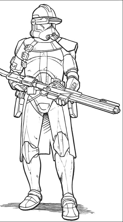 Soldado clone com blaster em punho para colorir