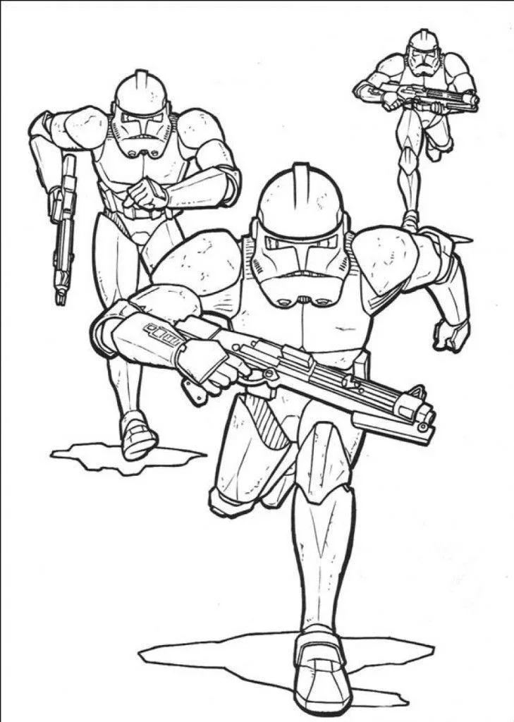 Soldados clones em ação para colorir