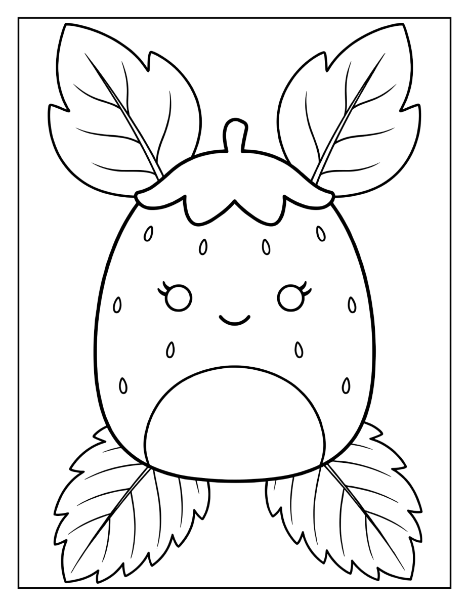Squishmallow abacaxi entre folhas para colorir