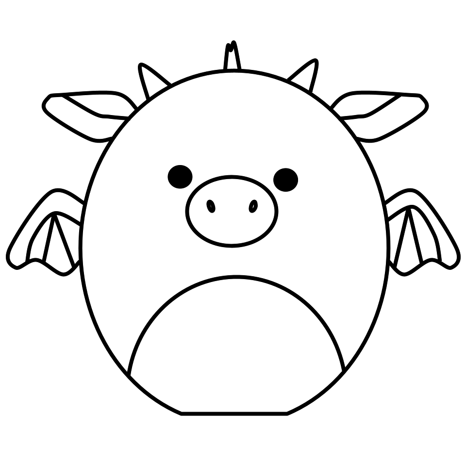 Squishmallow dragãozinho com asas para colorir